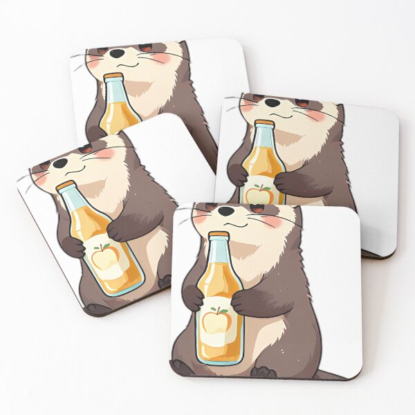 Item preview, Cute Ferret Wrapped Around Cloudy Farm Apple Cider Bottle designed and sold by pumsquare.