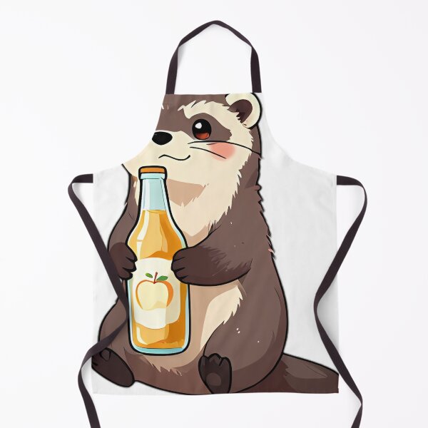 Item preview, Cute Ferret Wrapped Around Cloudy Farm Apple Cider Bottle designed and sold by pumsquare.