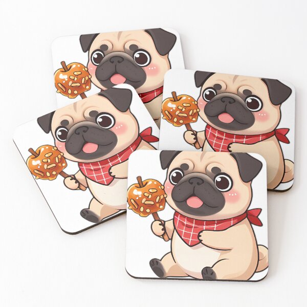 Item preview, Cute Pug Puppy with Gourmet Caramel Apple on a Stick designed and sold by pumsquare.