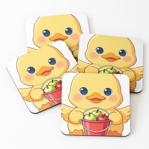 Item preview, Cute Yellow Duckling with Mini Red Apple Harvest Bucket designed and sold by pumsquare.