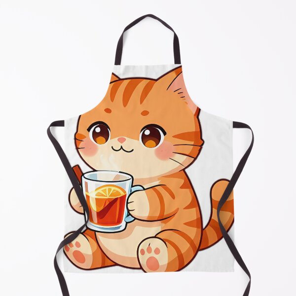 Item preview, Cute Ginger Tabby Kitten with Steaming Apple Cider Punch designed and sold by pumsquare.
