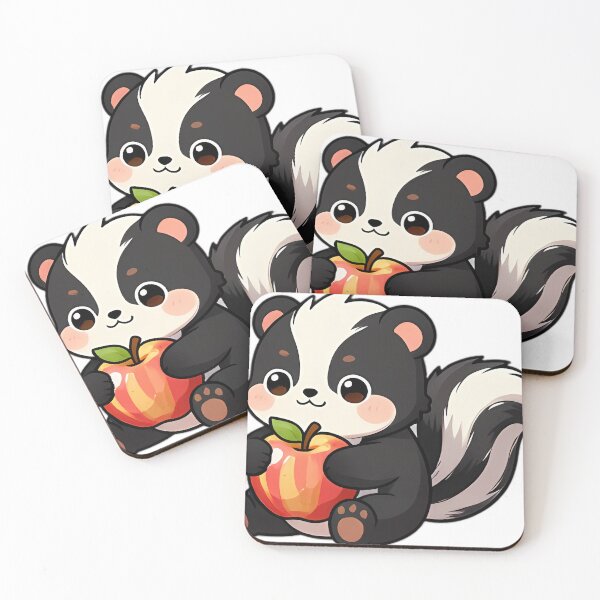 Item preview, Cute Baby Skunk Hugging Striped Fuji Apple designed and sold by pumsquare.