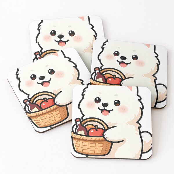 Item preview, Cute Samoyed Puppy with Country Apple Picking Picnic Basket designed and sold by pumsquare.