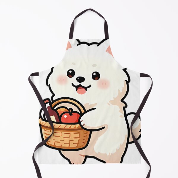 Item preview, Cute Samoyed Puppy with Country Apple Picking Picnic Basket designed and sold by pumsquare.