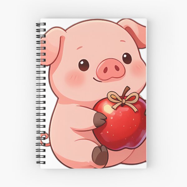 Item preview, Cute Pink Piglet Hugging Polished Honeycrisp Apple with Twine Bow designed and sold by pumsquare.