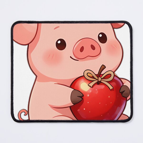 Item preview, Cute Pink Piglet Hugging Polished Honeycrisp Apple with Twine Bow designed and sold by pumsquare.