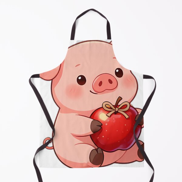 Item preview, Cute Pink Piglet Hugging Polished Honeycrisp Apple with Twine Bow designed and sold by pumsquare.