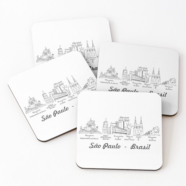 Item preview, Sao Paulo Brasil Skyline - Copan Masp Cathedral Line Art Horizontal Souvenir designed and sold by Sampa In Focus.