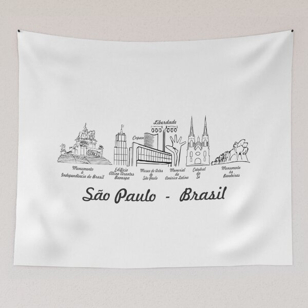 Item preview, Sao Paulo Brasil Skyline - Copan Masp Cathedral Line Art Horizontal Souvenir designed and sold by Sampa In Focus.