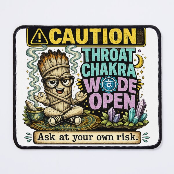 Item preview, Throat Chakra Wide Open – Smudgy the Sage Funny Spiritual Humor designed and sold by 11-Designs.