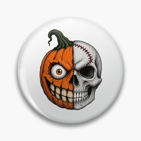 Item preview, Pumpkin Skull Halloween Horror Face Stitched Jack-o’-Lantern designed and sold by FestivityFinds.