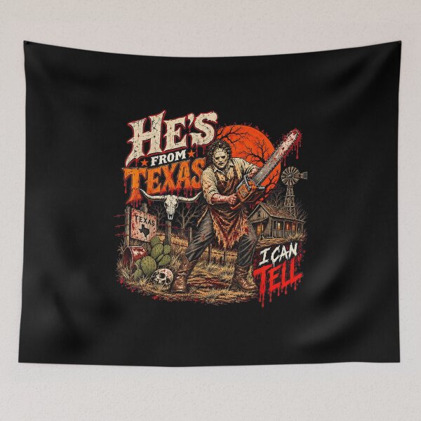Item preview, Hes from Texas I Can Tell Chainsaw Horror Halloween  designed and sold by EricCotanori.