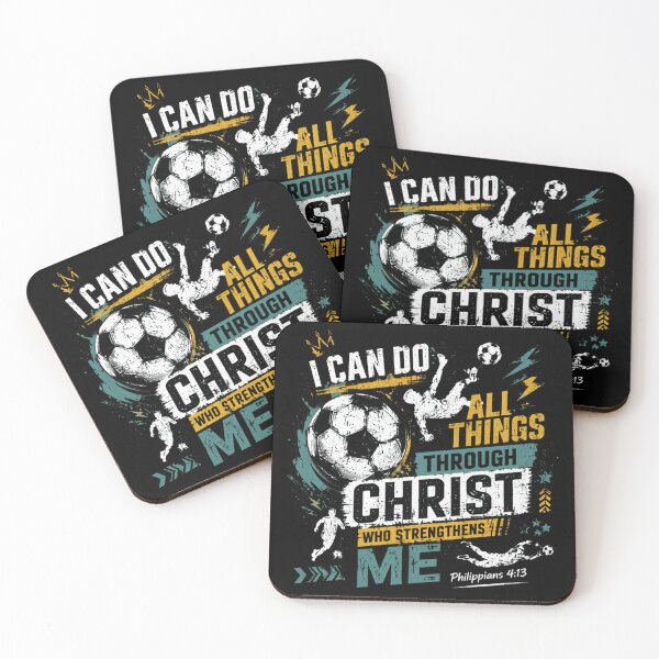 Item preview, I Can Do All Things Through Christ Who Strengthens Me Christian Soccer Faith Player Athlete Philippians 4:13 designed and sold by SkeletonsDanger.