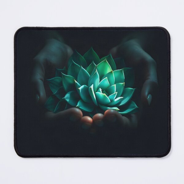 Item preview, Emerald Serenity – Mystical Succulent in Gentle Hands designed and sold by DreamyWallVibes.