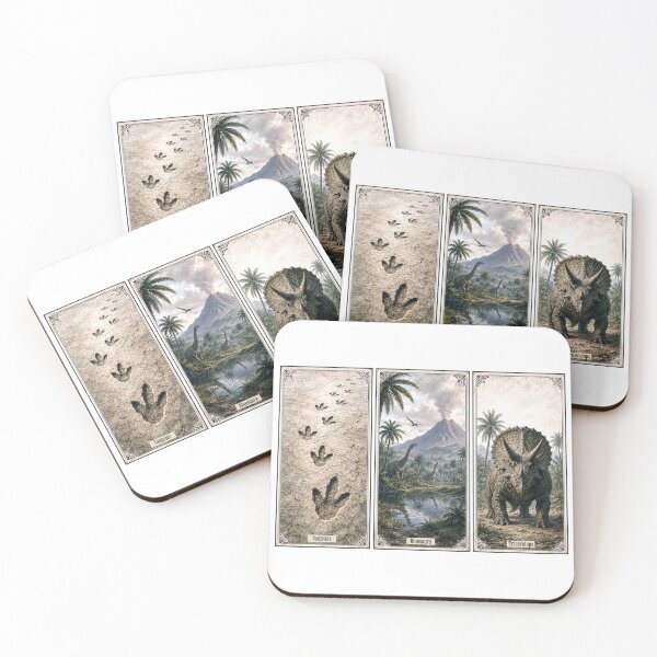 Item preview, FDT Dinosaur Triptych – Footprints, Dinosaurs & Triceratops designed and sold by 3rdBirdInk.