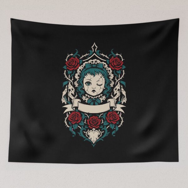 Item preview, Halloween Porcelain Doll Thorn Rose Gothic Horror Crest designed and sold by Uglyandcute.