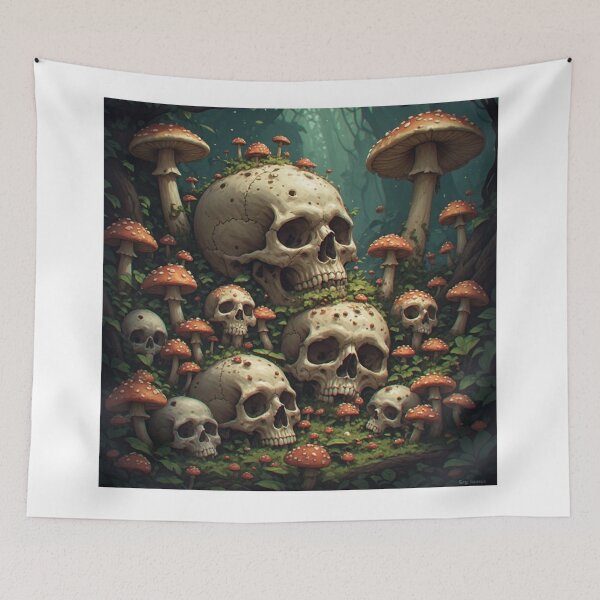 Item preview, Skulls an mushrooms  designed and sold by Kari's shop.