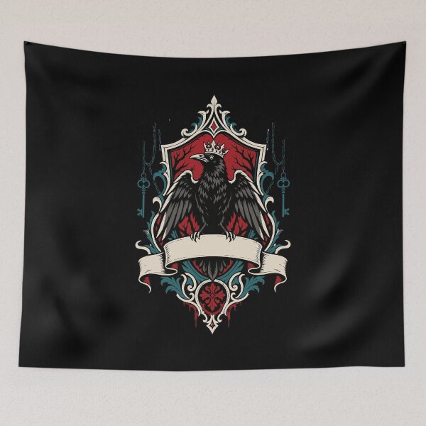 Item preview, Halloween Crowned Raven Gothic Heraldic Horror Crest designed and sold by Uglyandcute.
