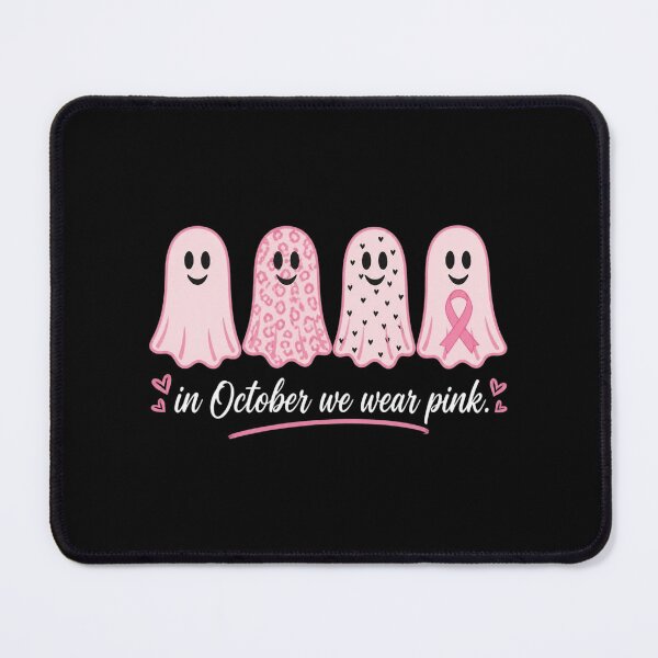 Item preview, In October We Wear Pink Ghost T-Shirt – Cute Breast Cancer Awareness Halloween Pink Ribbon Design designed and sold by FestivityFinds.