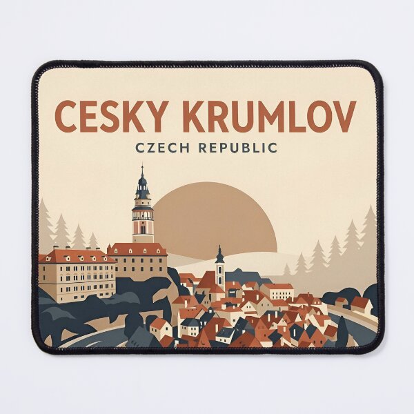 Item preview, Cesky Krumlov Czech Republic Vintage Travel Poster - Castle Art Print designed and sold by DuckOddity.