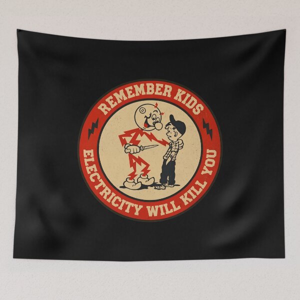 Item preview, Electricity Warning Retro Cartoon Style designed and sold by Andrelgado.