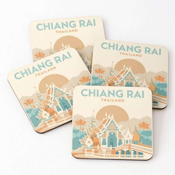 Item preview, Chiang Rai Thailand Vintage Travel Poster - White Temple Art Print designed and sold by DuckOddity.