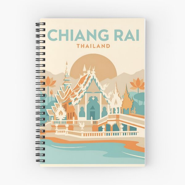 Item preview, Chiang Rai Thailand Vintage Travel Poster - White Temple Art Print designed and sold by DuckOddity.