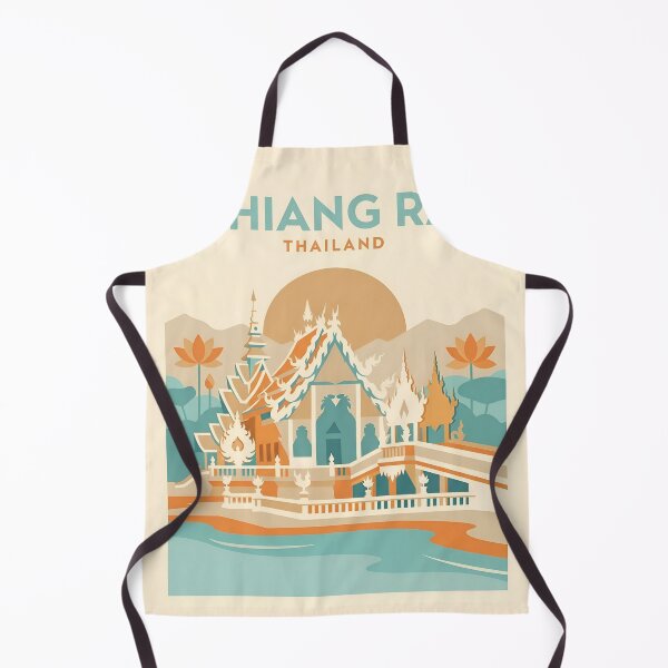 Item preview, Chiang Rai Thailand Vintage Travel Poster - White Temple Art Print designed and sold by DuckOddity.