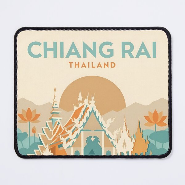 Item preview, Chiang Rai Thailand Vintage Travel Poster - White Temple Art Print designed and sold by DuckOddity.