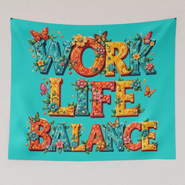 Item preview, Work Life Balance Floral Typography designed and sold by PlengPoomofArts.