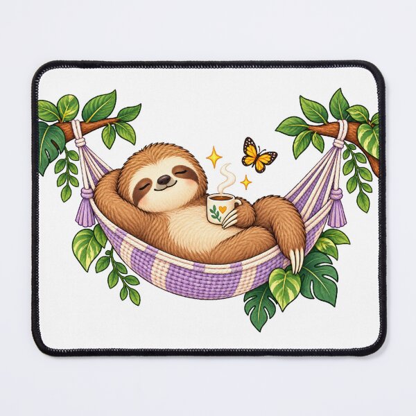 Item preview, Cozy Sloth Relaxing in a Tropical Hammock designed and sold by Pixel & Ponder.