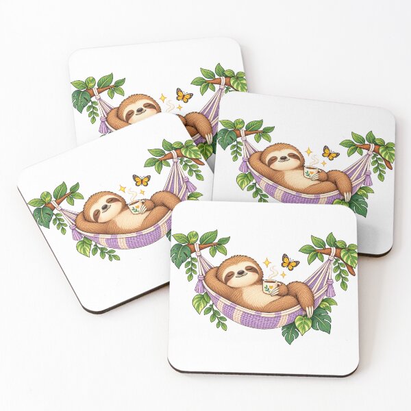 Item preview, Cozy Sloth Relaxing in a Tropical Hammock designed and sold by Pixel & Ponder.