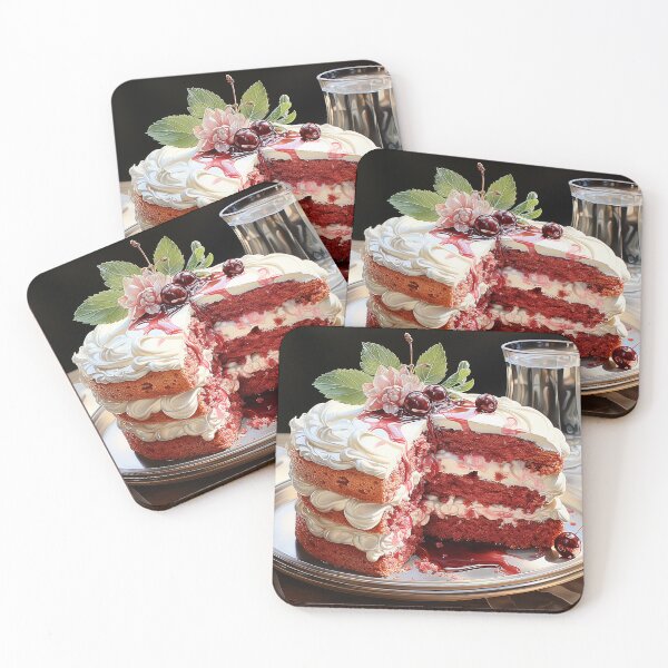 Item preview, Ruby and Cream - Cake Iced With Creamy Frosting And Topped With Cherries - Food Art - Watercolor Art designed and sold by CastleBySea.