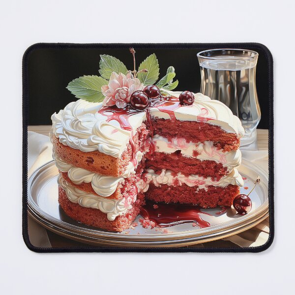 Item preview, Ruby and Cream - Cake Iced With Creamy Frosting And Topped With Cherries - Food Art - Watercolor Art designed and sold by CastleBySea.