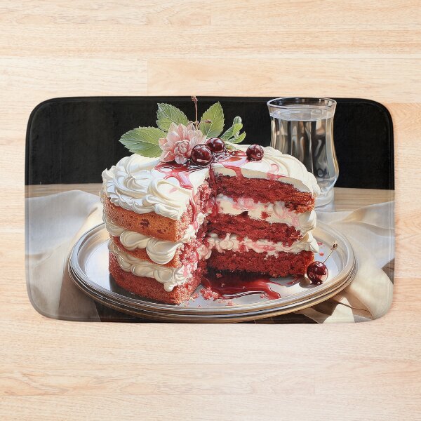 Item preview, Ruby and Cream - Cake Iced With Creamy Frosting And Topped With Cherries - Food Art - Watercolor Art designed and sold by CastleBySea.