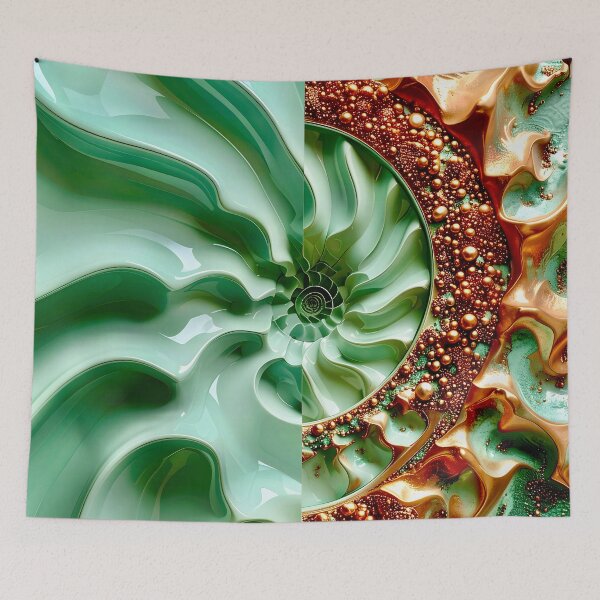 Item preview, Celadon Wave and Metallic Copper Vortex designed and sold by Vicky Brago-Mitchell®.