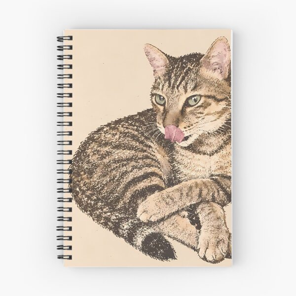 Item preview, Funny Tabby Cat Tongue Out: Vintage Linocut designed and sold by HowHoFamily.