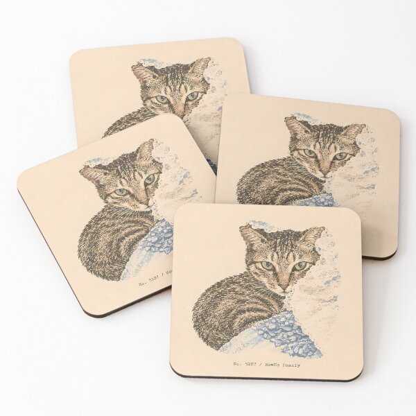 Item preview, Peeking Tabby Cat Portrait: Vintage Linocut designed and sold by HowHoFamily.