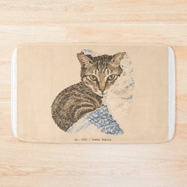 Item preview, Peeking Tabby Cat Portrait: Vintage Linocut designed and sold by HowHoFamily.