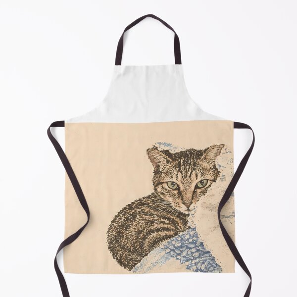 Item preview, Peeking Tabby Cat Portrait: Vintage Linocut designed and sold by HowHoFamily.