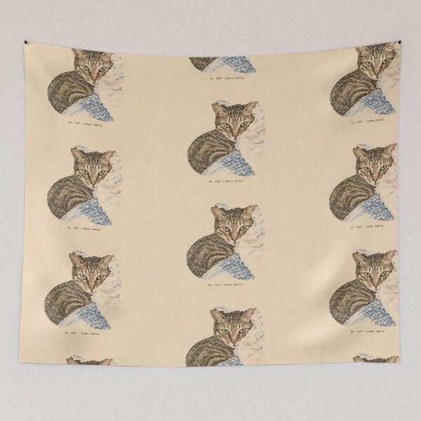Item preview, Peeking Tabby Cat Portrait: Vintage Linocut designed and sold by HowHoFamily.