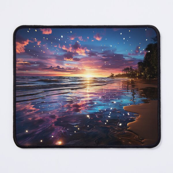 Item preview, Celestial Shoreline - Sunset With A Starry Sky Over A Calm Ocean - Landscape Art - Watercolor Art designed and sold by CastleBySea.