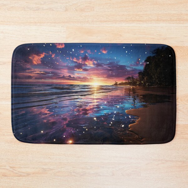 Item preview, Celestial Shoreline - Sunset With A Starry Sky Over A Calm Ocean - Landscape Art - Watercolor Art designed and sold by CastleBySea.