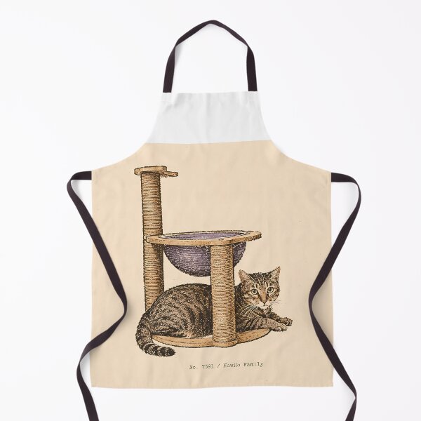 Item preview, Resting Tabby Cat at Cat Tree: Vintage Linocut designed and sold by HowHoFamily.