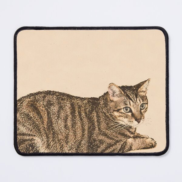 Item preview, Calm Tabby Cat Loaf: Vintage Linocut designed and sold by HowHoFamily.