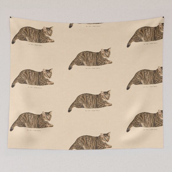 Item preview, Calm Tabby Cat Loaf: Vintage Linocut designed and sold by HowHoFamily.