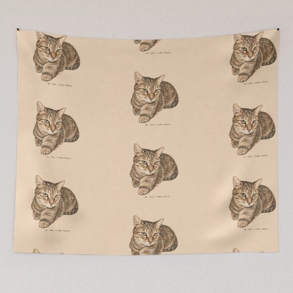 Item preview, Attentive Tabby Cat Portrait: Vintage Linocut designed and sold by HowHoFamily.