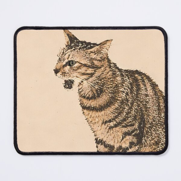Item preview, Meowing Tabby Cat Profile: Vintage Linocut designed and sold by HowHoFamily.