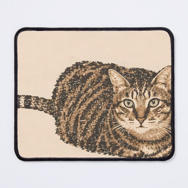 Item preview, Staring Tabby Cat Loaf: Vintage Linocut designed and sold by HowHoFamily.