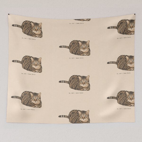 Item preview, Staring Tabby Cat Loaf: Vintage Linocut designed and sold by HowHoFamily.